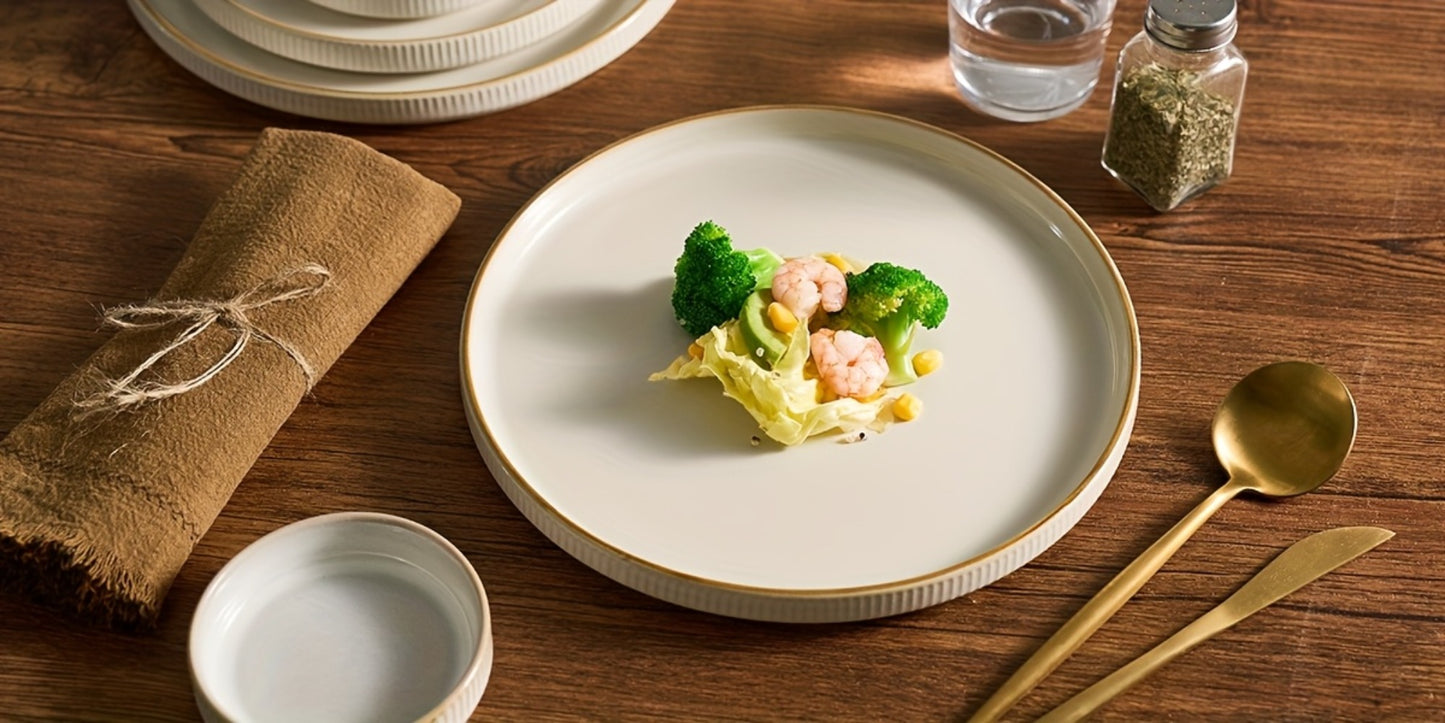 Dinnerware Set for 4 12 Piece Stoneware Plates and Bowls Set Microwave Dishwasher Safe Lead Free Double Reactive Glaze Dinner Plates Salad Plates Cereal Bowls for Everyday Use Holiday Gifts