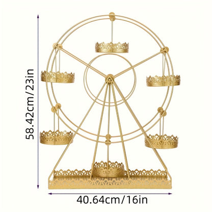 Cake Stand Pedestals Set of 3 | Golden Metal Geometric Stackable Dessert Display with Square Plastic Top | Multi-Tier Cupcake Tower for Wedding, Birthday, Holiday Party, Seasonal Table Decor