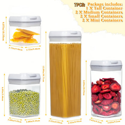 Plastic Food Storage Containers with Lids BPA Free - Leak Proof Airtight Kitchen Organizer Set for Cereal Grain Nuts Snacks Cookies Fruit Sugar - 3, 4, 6 & 7 Piece Sets