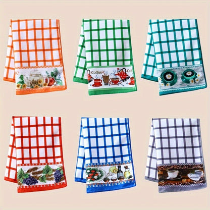 Holiday Kitchen Dish Towels Set of 6 - Colorful Printed Dishcloths Soft Absorbent Tea Towels for Kitchen Decor