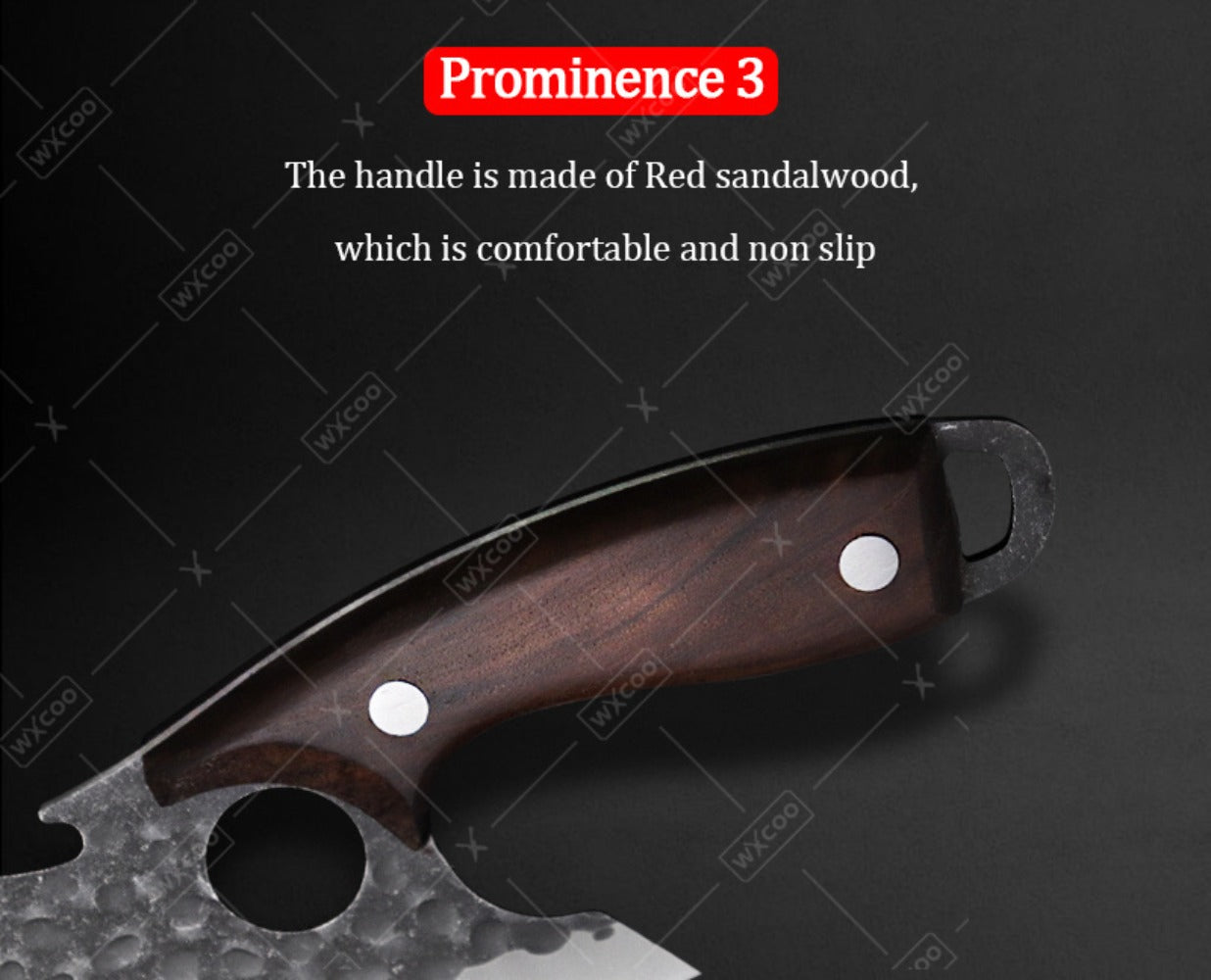 Chef Knife Set Stainless Steel, Professional Kitchen Knife Set with Boning Knife & Utility Knife, Viking BBQ Knife with Hammered Blade & Wood Handle, Multipurpose Cooking Knives for Meat Fish Vegetable