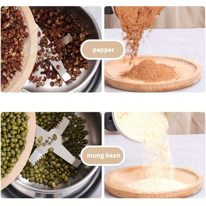 Electric Coffee Grinder 300W 4-Blade Stainless Steel Spice Nut Bean Grinder 400g 14oz Deepen Chamber Wet Dry Food Processor 10-Second Fast Grinding One-Button Control