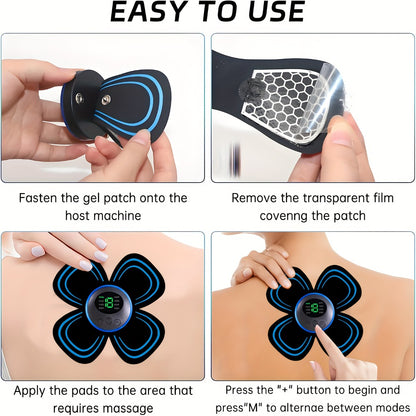 EMS Muscle Stimulator Massager Patch – Full Body Electric Massage Device with 8 Modes & 19 Intensity Levels for Shoulder, Arm, Leg, Waist & Cervical Spine Pain Relief