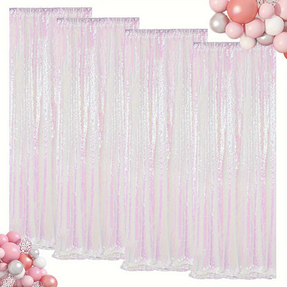 Sequin Backdrop Curtain for Party Wedding - 4x8ft Shimmering Glitter Curtain for Birthday Photo Booth Stage Decoration, Easy Hang, Multi-Color
