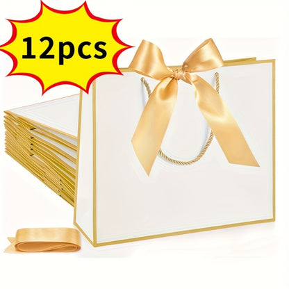 Gift Bags with Handles for Party Favors - Butterfly Ribbon Thank You Bags Wedding Baby Shower Birthday Bridesmaid Housewarming Autumn Celebration Elegant Packaging 12 24 36pcs