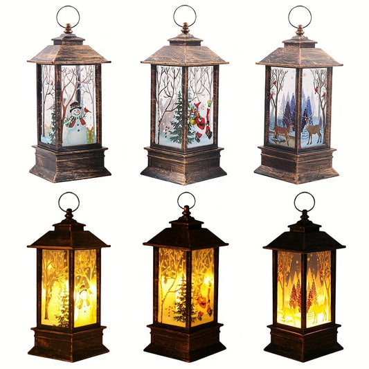 Christmas Lantern Candlestick Nightlight Set 3pcs – Santa Snowman LED Table Decoration Light Battery Operated Holiday Home Decor