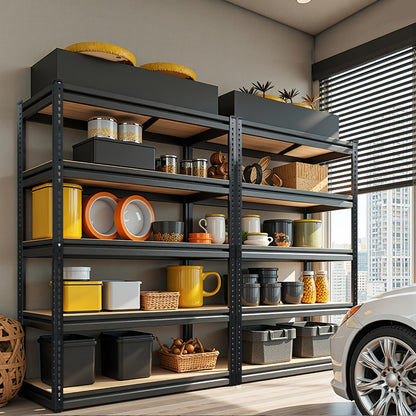 5-Tier Garage Shelving Unit 2000 lbs Capacity Heavy Duty Adjustable Storage Shelves 72"/60"H x 35.5"W x 16"D for Garage, Closet & Pantry Organization – Steel Rack Easy Assembly, Includes Gloves & Hammer