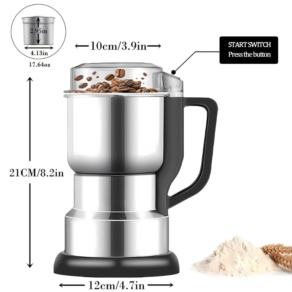 Electric Spice Grinder 300W – Multifunctional 304 Stainless Steel Coffee Bean Herb Seasoning Grain Grinder Machine for Kitchen, Large Capacity, Powerful & Fast