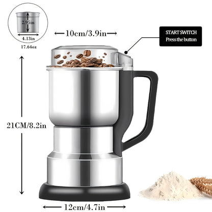 Electric Spice Grinder 300W – Multifunctional 304 Stainless Steel Coffee Bean Herb Seasoning Grain Grinder Machine for Kitchen, Large Capacity, Powerful & Fast