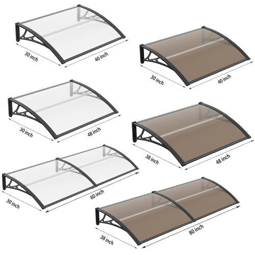 Window Awning Door Canopy Polycarbonate Overhang – UPF 50+ UV & Rain Protection, Leak-Proof Hollow Sheet, Weather-Resistant Outdoor Patio Awning for Doorways, Windows, Storefronts – Multiple Sizes & Colors