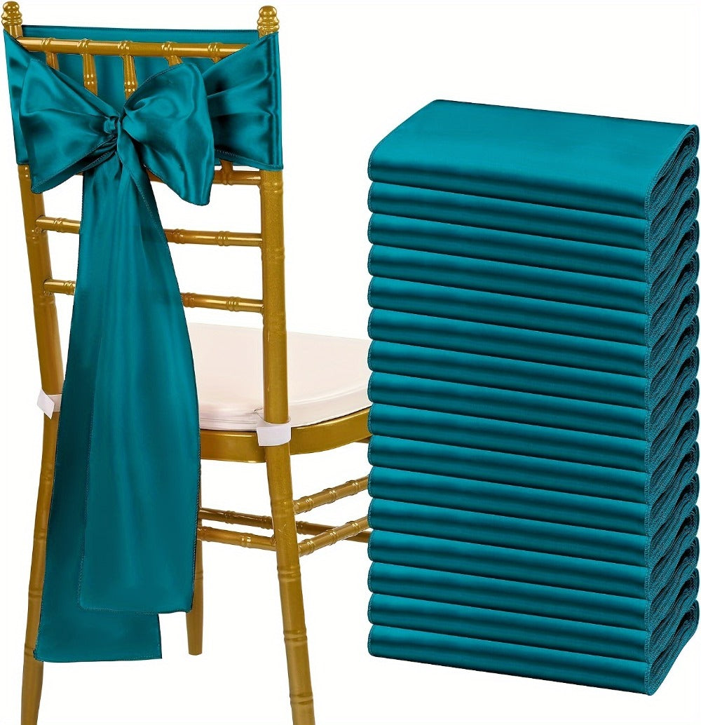 100pcs Satin Chair Sashes Bows for Wedding Banquet Party Event Decoration – 13 Colors, 18×275cm