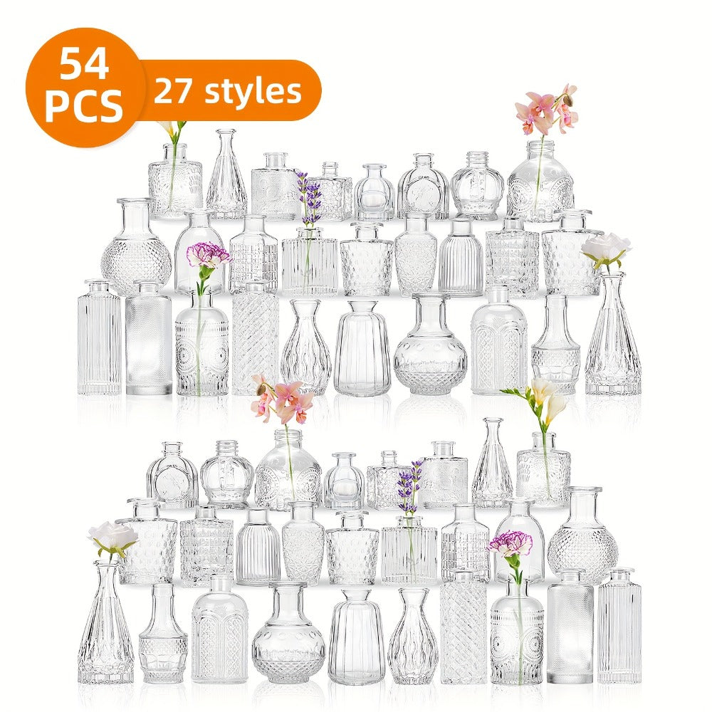 Mini Clear Bud Vases Set Wedding Centerpieces for Tables Small Glass Flower Vases for Birthday Party Anniversary Home Decor Mother's Day Bulk Set 9 12 24 36 54pcs