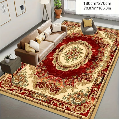 Red Imitation Cashmere Anti-Slip Washable Area Rug for Living Room Bedroom Dining Room Home Office Outdoor