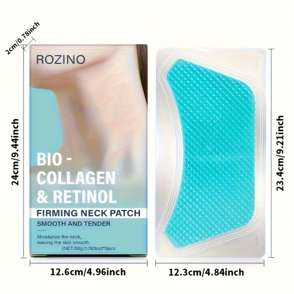 Bio Collagen Neck Lift Mask 5 Pack - Moisturizing & Brightening Gel Patches | Anti-Wrinkle, Anti-Aging, Firming Neck Skincare Treatment