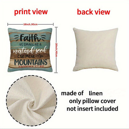 Throw Pillow Covers Scripture Quotes 4 Pack Decorative Linen Cushion Covers Inspirational Bible Verse for Sofa Couch Bedroom Living Room Home Decor 18x18 Inch No Insert