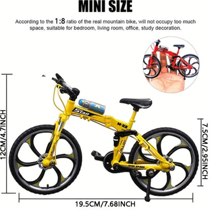 Diecast Mountain Bike Model 1:8 Scale Alloy Foldable Miniature Bicycle Figurine for Home Office Desk Decor, Collector Gift, Christmas Birthday Present, 3 Colors Available