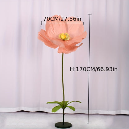 Giant Paper Poppy Artificial Flower - Super Large Floor Standing Fake Flower for Wedding Backdrop, Shop Window Display, Event & Party Decoration, Paper Art Floral Decor, Multiple Colors