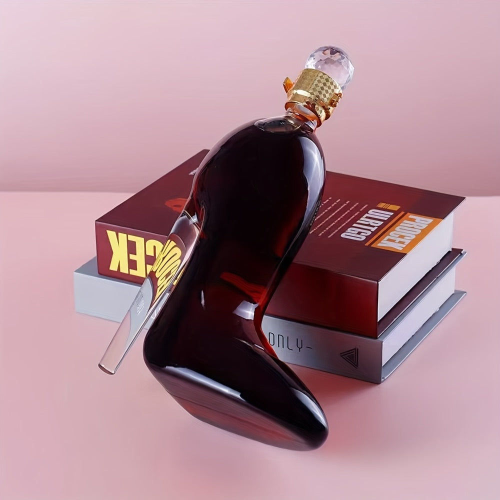 High Heel Shoe Decanter Crystal Glass with Stopper 26oz – Handmade Lead-Free Transparent Wine Decanter for Kitchen Dining Decor, Valentine's Day & Holiday Gift
