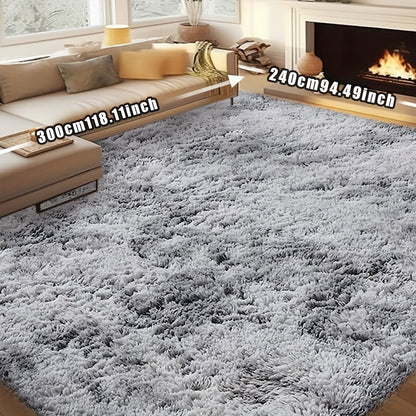 Fluffy Rug Plush Soft Indoor Carpet Non-Slip for Living Room Bedroom Hallway Runner Nursery Kids Play Area — Tie Dye & Solid Colors Multiple Sizes