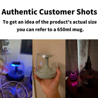 USB Humidifier with 7-Color Night Light – Silent 26dB Double Mist Visible Water Tank 24-Hour Runtime for Bedroom Living Room Office Desktop Home Decor Gift
