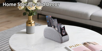Faux Leather Desktop Organizer 5 Compartments – Multifunctional Remote Control Holder Caddy, Pen Holder Storage Box for Remote Controls, Pens, Eyeglasses, Makeup Brushes & Office Stationery, 10 Styles