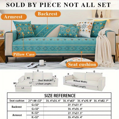 Chenille Sofa Cover Bohemian Style Jacquard Knit Anti-Slip Pet Friendly All Season Sofa Mat Protector - Single 2 3 4 Seater Armrest Backrest Pillow Case Grey White Yellow