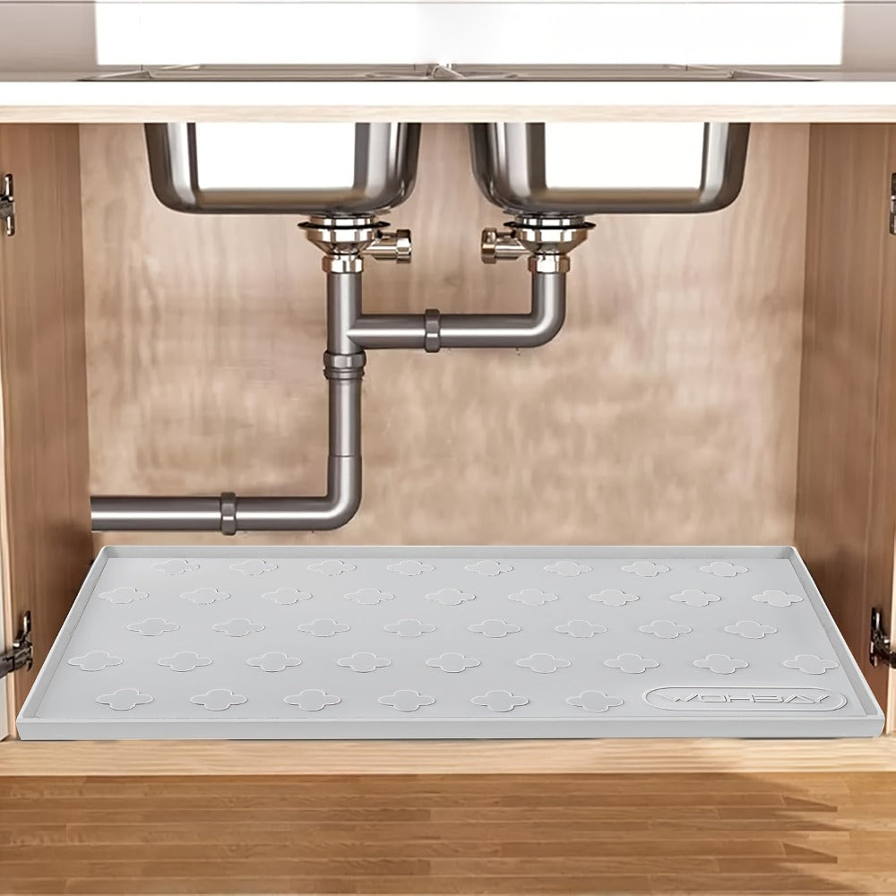 Silicone Under Sink Mat 34" x 22" Food Grade Waterproof Cabinet Liner, Honeycomb Pattern Drip Tray for Kitchen Bathroom Cabinet Organizer, Holds 2+ Gallons, Easy Clean Non-Toxic Boot Tray
