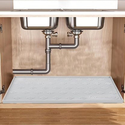 Silicone Under Sink Mat 34" x 22" Food Grade Waterproof Cabinet Liner, Honeycomb Pattern Drip Tray for Kitchen Bathroom Cabinet Organizer, Holds 2+ Gallons, Easy Clean Non-Toxic Boot Tray