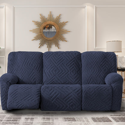 Stretch 3 Seat Sofa Slipcover Elastic Spandex Couch Cover with Pocket Anti-Slip Jacquard Knit Washable Solid Color Sofa Protector for Living Room Office Pet Friendly
