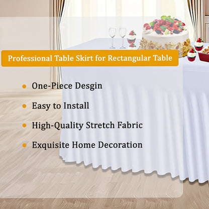 Tablecloth with Skirt for Rectangular Tables – Anti-Wrinkle Table Cover in Black, White & Red, Elegant Table Skirt for Wedding, Birthday, Christmas, Halloween, Thanksgiving & Party Events, 1 or 2 Pack