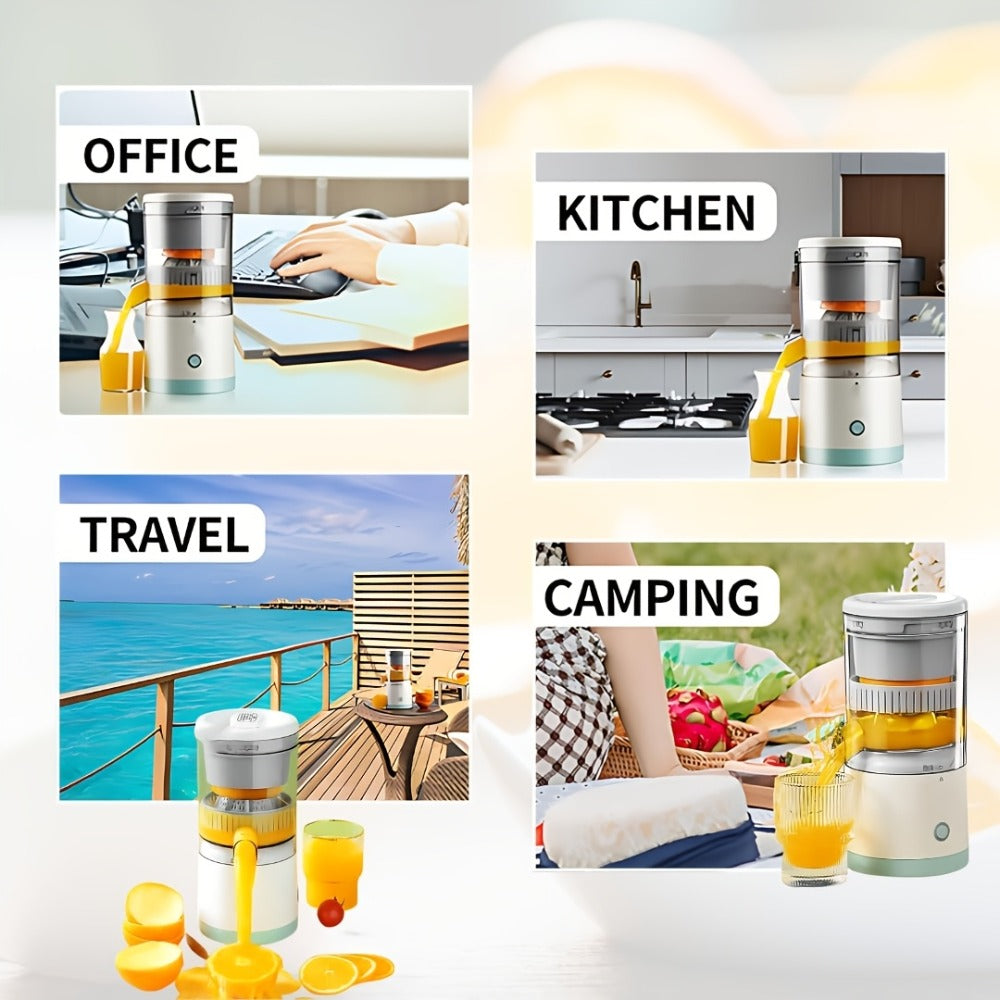 Portable USB Electric Citrus Juicer Press for Oranges Lemons Grapefruit Kiwi Removable Base Pulp Separation Fruit Juice Extractor for Travel Kitchen Green