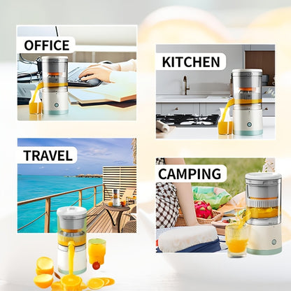 Portable USB Electric Citrus Juicer Press for Oranges Lemons Grapefruit Kiwi Removable Base Pulp Separation Fruit Juice Extractor for Travel Kitchen Green