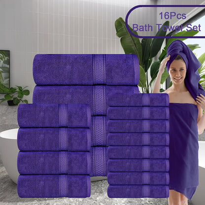 Luxury Soft Towel Set 8 or 16 Piece - Thickened Quick Dry Skin Friendly High Absorbency Bath Towels Hand Towels Washcloths | 13+ Colors | Home Hotel Travel Fitness Spa Gift Set
