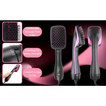3-in-1 Hot Air Brush Hair Dryer Straightener Comb | Ionic Blow Dryer Brush with Negative Ion Frizz Control, Anti-Scald, Wet & Dry Use – Salon Styler for All Hair Types, 110V