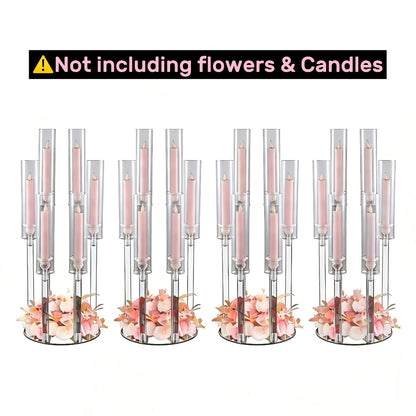 Acrylic Candelabra 6-Arm Candlestick Holder 26.8 Inch Clear Crystal Candle Holders Bulk for Wedding Table Centerpieces, Party Home Decoration, Valentine's Day Anniversary Christmas