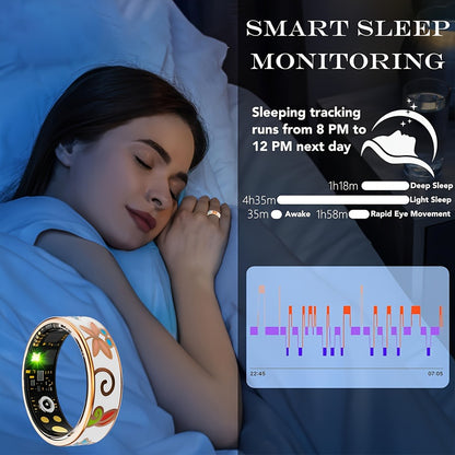 Women's Smart Ring Fitness & Sleep Tracker – Step, Distance & Calorie Monitor, IP68 Waterproof, Bluetooth 5.3, iOS & Android, Elegant Daily Accessory, Gift for Mom & Girlfriend