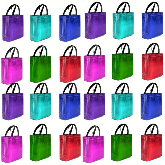 Gift Bags Bulk 24pcs Mixed Colors Glossy Finish | Reusable Shiny Party Favor Bags 8x10x4 in Pink Red Purple Blue Green – Birthday Goodie Bags Christmas Holiday Wedding Baby Shower