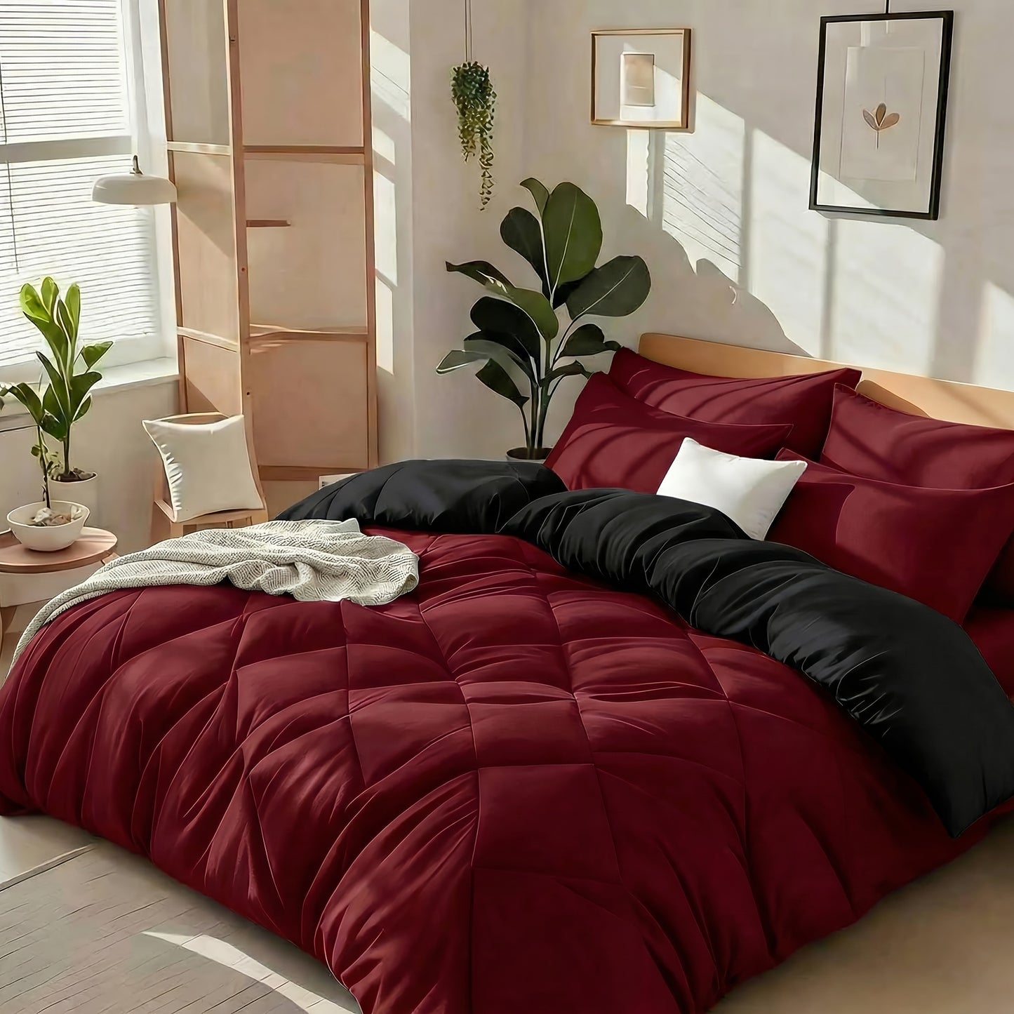 Cooling Comforter Set 2/3 Pcs – Soft Fluffy Microfiber Lightweight Breathable Quilt, Rhombus Grid Solid Color Bedding for All Seasons, Twin Queen King – Multiple Colors Available