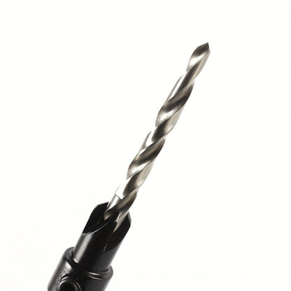 5pcs Countersink Drill Bit Set #4 #6 #8 #10 #12 Tapered with 1/4" Hex Shank Quick-Change – Adjustable Wood Counter Sinker Bits with Allen Wrench for Woodworking
