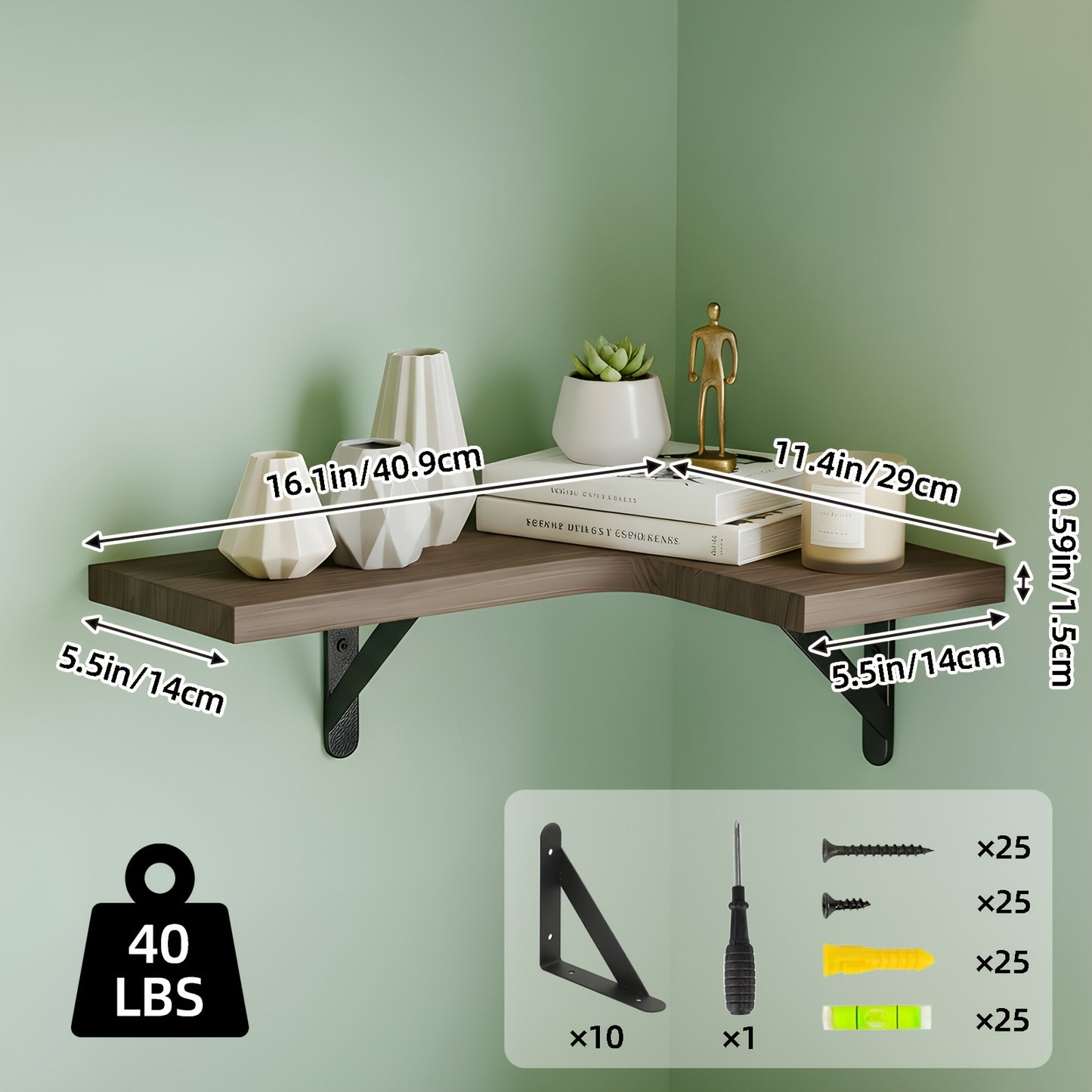 Corner Floating Shelves Wall Mounted Set – Multi-Color Rustic Corner Shelf for Bedroom, Bathroom, Kitchen & Living Room