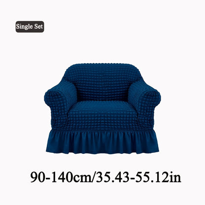 Seersucker Sofa Slipcover Elastic Band Closure Pet-Friendly All-Purpose Sofa Cover for Living Room Home Decor Protection — Single 2 4 Seater Multiple Colors