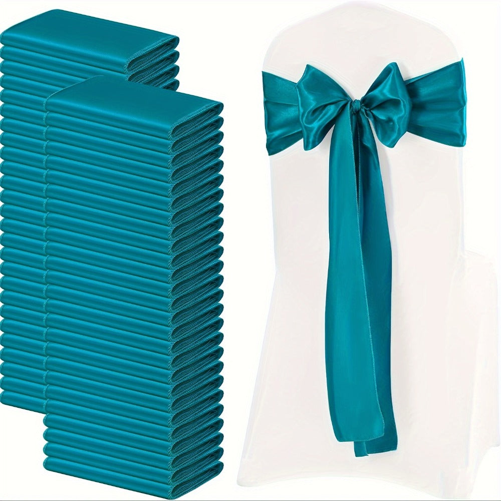 100pcs Satin Chair Sashes Bows for Wedding Banquet Party Event Decoration – 13 Colors, 18×275cm