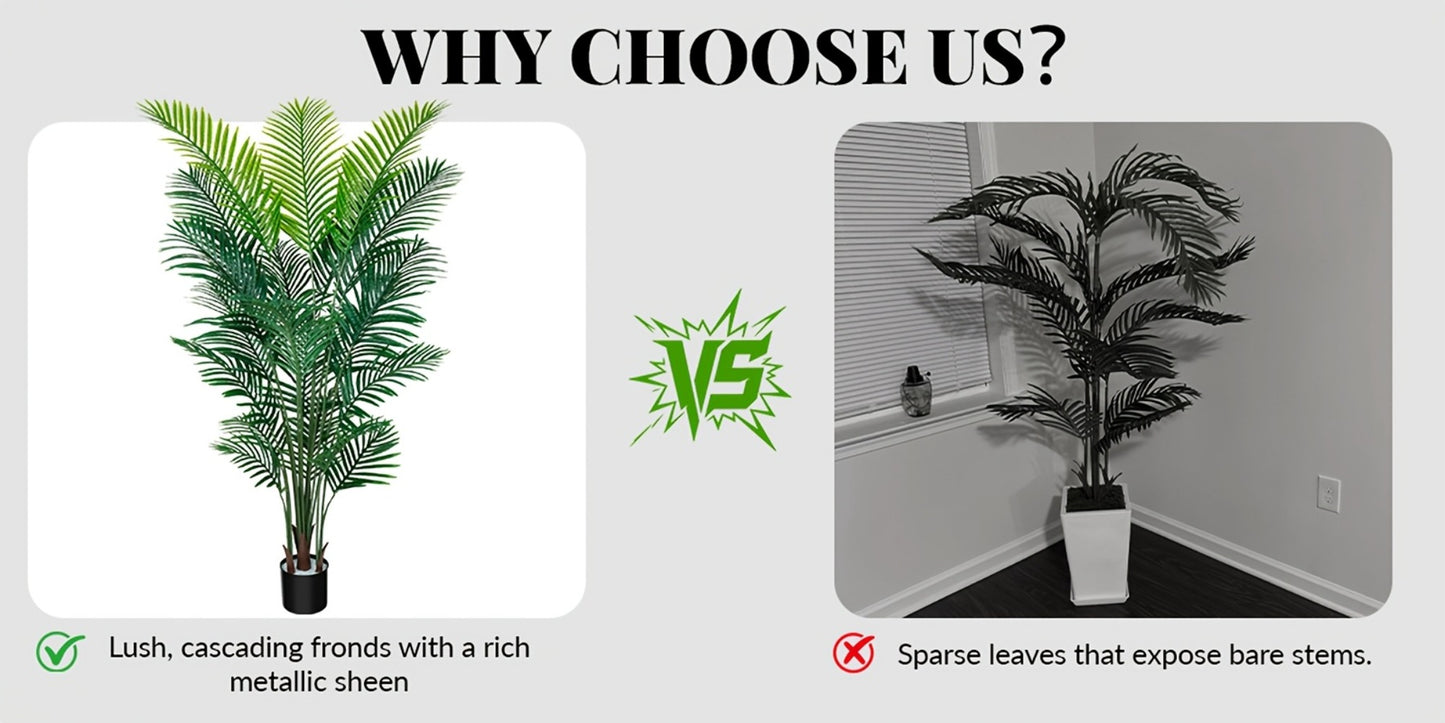 Artificial Palm Tree Fake Indoor Plant – 4/5/6FT Faux Tropical Areca Palm with Realistic Leaves, Planter Options, for Living Room Bedroom Office Patio Home Decor