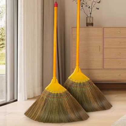 Natural Miscanthus Broom Handmade Thai Style Extra Long Heavy Duty Home Cleaning Broom Asian Grass Soft Bristle Cultural Decor