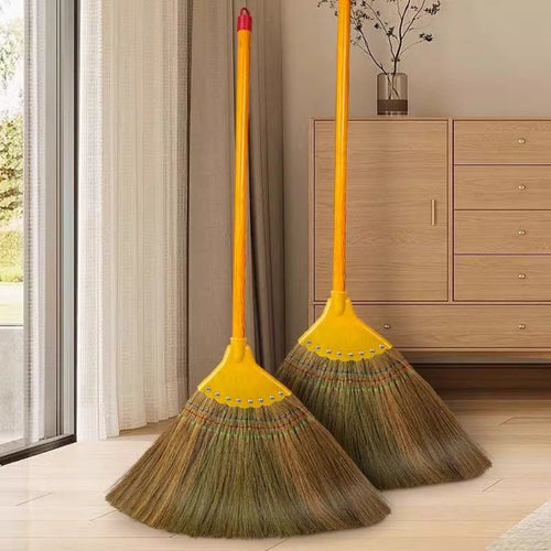 Natural Miscanthus Broom Handmade Thai Style Extra Long Heavy Duty Home Cleaning Broom Asian Grass Soft Bristle Cultural Decor