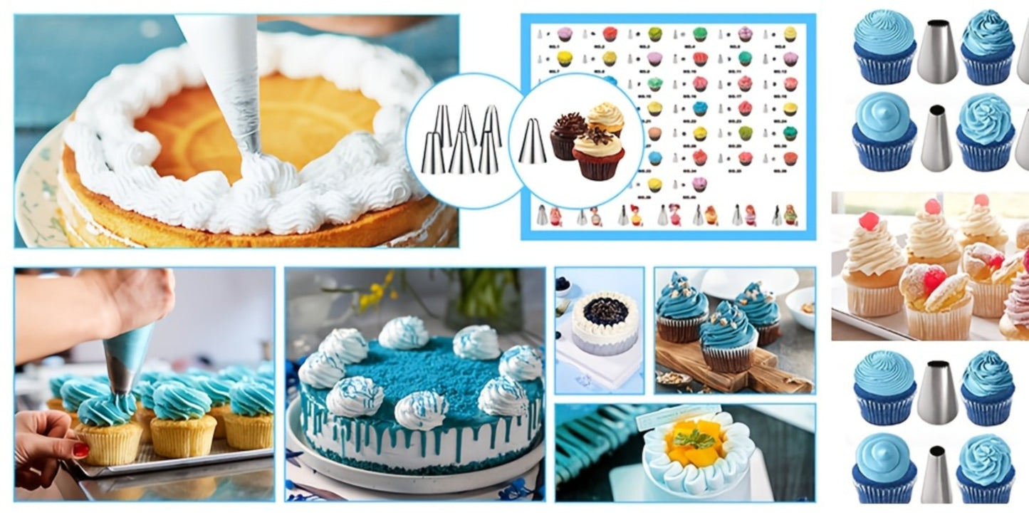 386 Pcs Cake Decorating Baking Set with Piping Nozzles & Frosting Tips – Complete Beginner Baking Tool Kit with Floral Nozzles, Pastry Tips & Decorating Tools
