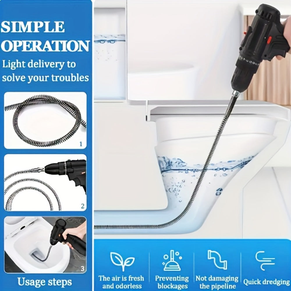 Drain Snake Pipe Unclogger 59 Inch Flexible Hair Clog Remover Tool for Sink, Toilet & Bathroom Drain – Reusable Plumbing Snake Drain Cleaner, Easy to Use