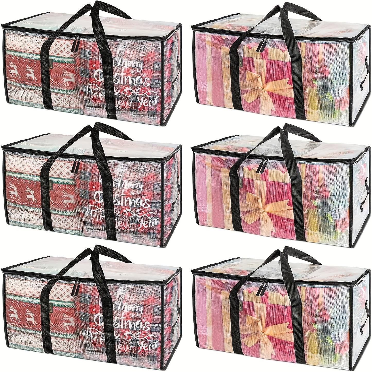 Heavy Duty Moving Bags Oversized Storage Tote with Reinforced Handles for Clothes Packing and Moving Supplies, Large Capacity Transparent Moving Bag 1pc or 6 Pack