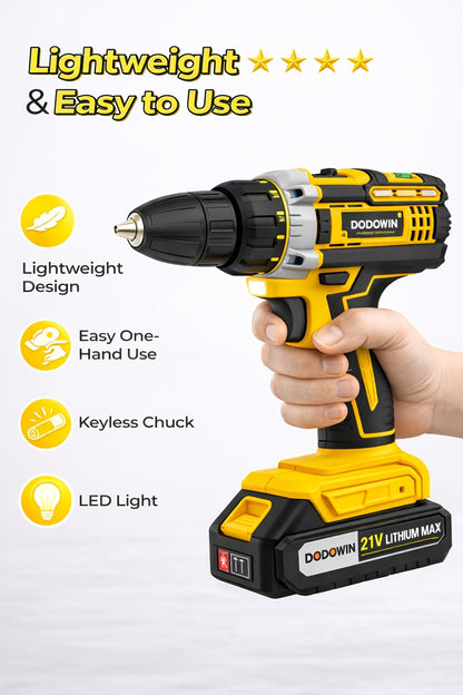 Cordless Impact Drill Set 12V / 21V Electric Drill Kit – 45Nm Torque, 2-Speed, Keyless Chuck, LED Light, Battery & Charger Included, Up to 115pcs Accessories for Home Repair, DIY & Construction