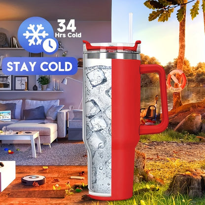 Water Bottle 40oz Stainless Steel with Lid and Straw - Leak Proof Insulated Cold Water Cup for Outdoor Sports Gym Hiking and Travel, Large Capacity Reusable Drink Bottle for Men and Women, Available in 6 Colors